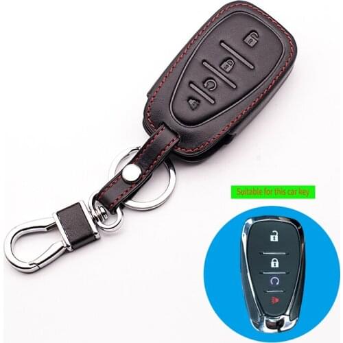 Genuine leather car key cover case set For Chevrolet newest hot sale classic design 4 button remote control keyring starline a93