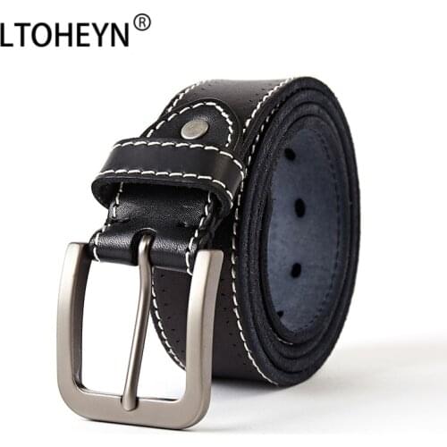 New Mens Pin Buckle First Layer Leather Belt Waterproof Wax Thread Personalized Woven Hollow Casual Business Style Belt 612