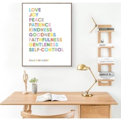 Fruit Of The Spirit Inspirational Quote Print Nursery Bible Verse Kids Poster Christian Scripture Wall Art Canvas Painting Decor