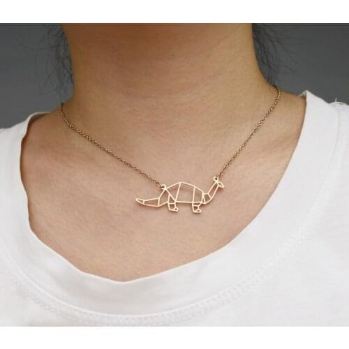 Popular in Europe and the United States, hollowed-out turtle, dinosaur, pangolin necklace paper folding cartoon pendant necklace