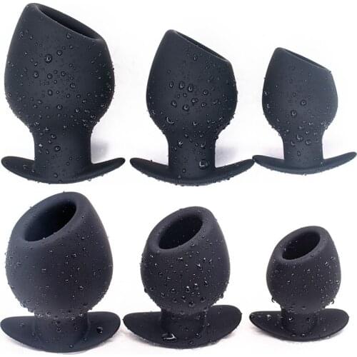 Silicone Hollow Anal Plug Huge Anal Beads Shower Enemator Soft Anus Vagina Dilator Speculum Buttplug Sex Toys For Couples