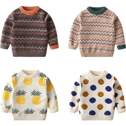 2020 Childrens Sweater Boys And Girls Autumn And Winter New Plush Striped Sweater Autumn Winter Girls Pullover Sweater Kids