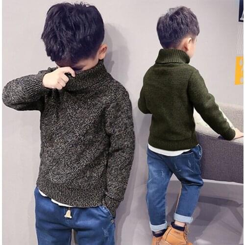 Boys Turtleneck Sweater Knitwear 2021 Winter Warm Turtle Neck Children Long Sleeve Cardigan Bebe Knitted Sweaters School Uniform