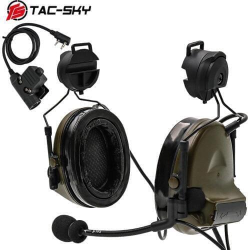 TAC -SKY COMTAC II Tactical Headphones COMTAC II Helmet Stand Noise Reduction Tactical Headphones and PTT Tactical PTT u94ptt FG