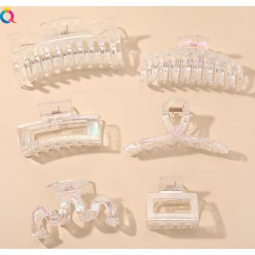 Transperant Hair Claw Clips Acrylic Banana Barrettes Celluloid French Butterfly Jaw Clips Tortoise Shell Grip Pin Teeth Clamp