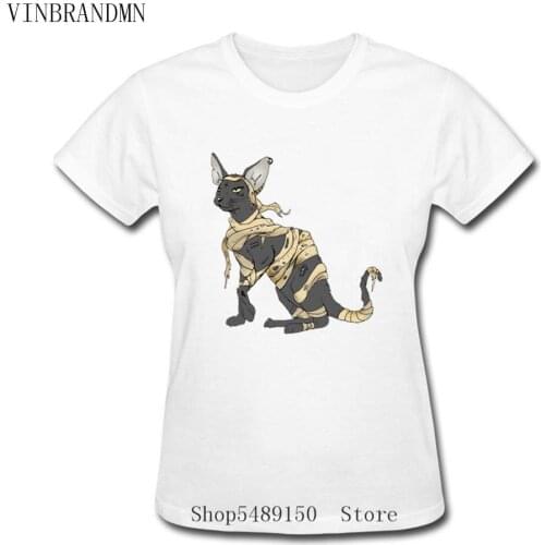 2020 Egyptian Mummy Cat T Shirt Women Plus Size Camisetas Animal Kitten Cartoon Tops Love Symbol God Hipster Sphinx God T-Shirts