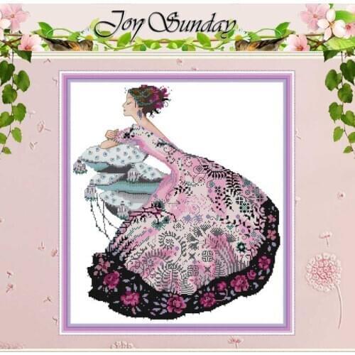 Woman in A Flowery Skirt Counted 11CT 14CT Cross Stitch Sets DIY Chinese Cross-stitch Kits Embroidery Needlework home decor