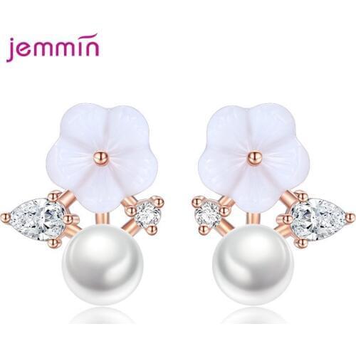 2020 New Fashion Bijoux Exquisite Simulated Pearl Modern Beautiful Flower Stud Earrings For Women Piercing Jewelry
