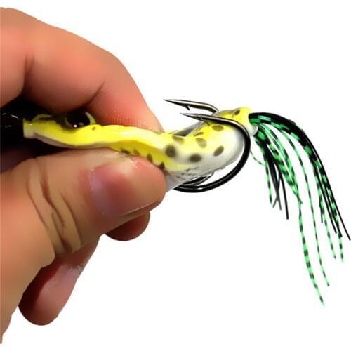 1PCS 6cm 12g Soft Frog Snakehead Fishing Lures Double Hooks Top water Plastic Ray Frog Artificial Soft Bass Bait Fishing Tackle