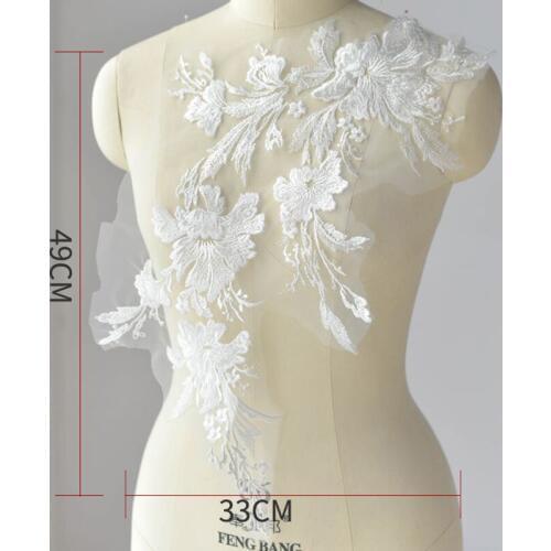 1Piece Ivory Floral Bridal Veil Lace Trim Bridal Wedding Fabric Applique Three Sizes To Choose High Quality