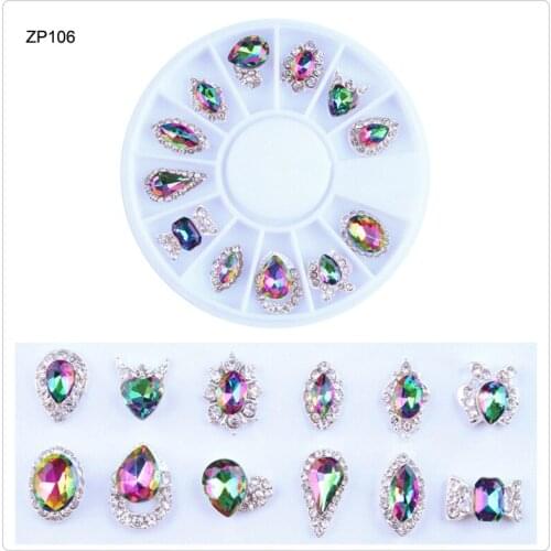 13-Option Nail Art Jewelry In Wheel Multi-Size Irregular 3D Jewelry Crystal Gem Rhinestone Multi-Shape (Bow-knot..) Nail Jewelry
