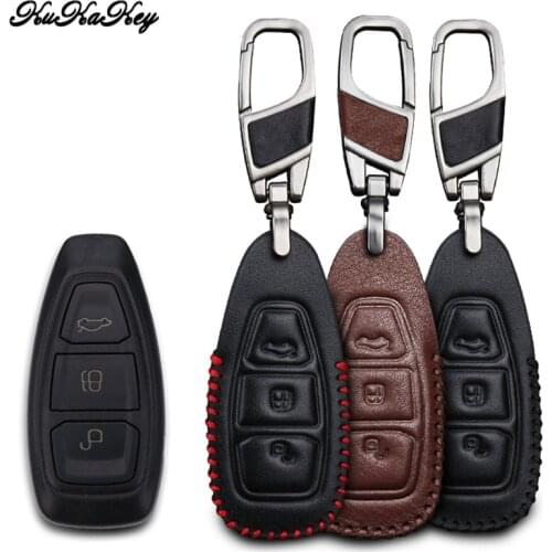 2017 Fashion Car Key Shell Case Cover For Ford Focus 2 3 Kuga Mondeo Fiesta Transit Ecosport Ranger Tampa Chave Leather Keychain