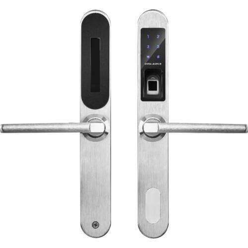 2019 Fingerprint Lock Smart Card Digital Code Electronic Door Lock Home Security Mortise Lock Wire Drawing Panel lk6800F