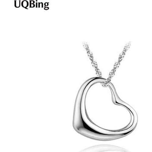 925 Sterling Silver Hollow Lovely Heart Dangle Charm Pendant Jewelry Without Chain