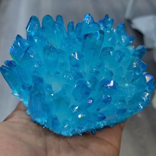 400-500gNatural Electroplating Double Color Crystal Quartz Cluster Meditation Healing Home Decoration Chakra Reiki