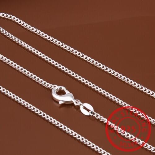 Womens 2mm Side Chain 925 Sterling Silver 16"18"20"22"24" Short Long Fit Charms Necklaces Colar De Prata