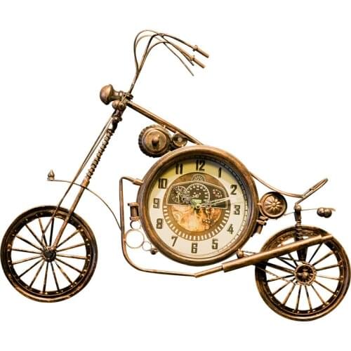 New arrival wrought iron wall clock mute bronze watch industrial style retro motorcycle airplane shape clock