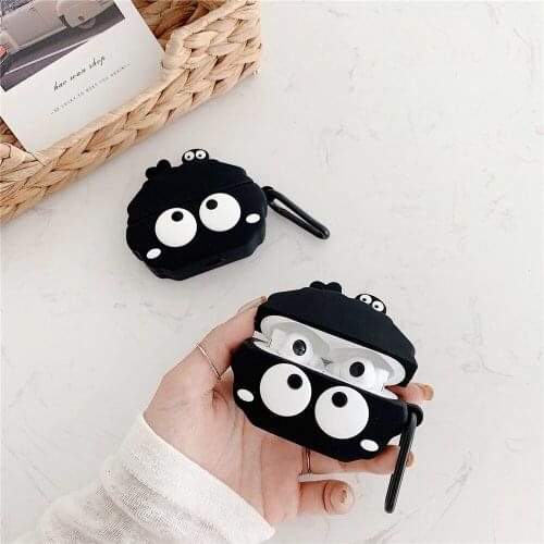 Black ins Briquettes case For HUAWEI FreeBuds Pro cases Hot Hayao Miyazaki cartoon cover cute earphone hanging buckle soft bag