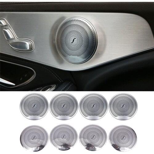 For Mercedes Benz C E GLC Class W205 W213 X253 2015-2021 Door Audio Speaker Net Cover Stainless Steel Interior Accessories