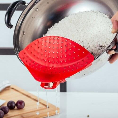 Kitchen Colander Silicone Strainer Fun Shape Drain Board Clamp Pot Drain Pan Strainer Liquid Drainer Multifunction Cooking Tools
