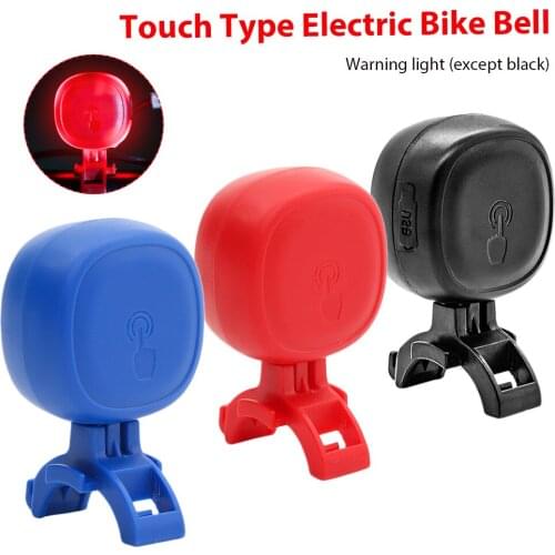 Electric Bike Bell Touch Type USB Rechargeable High Decibel Electronic Horn with Warning Light MTB Bike Road Bike Touch Horn