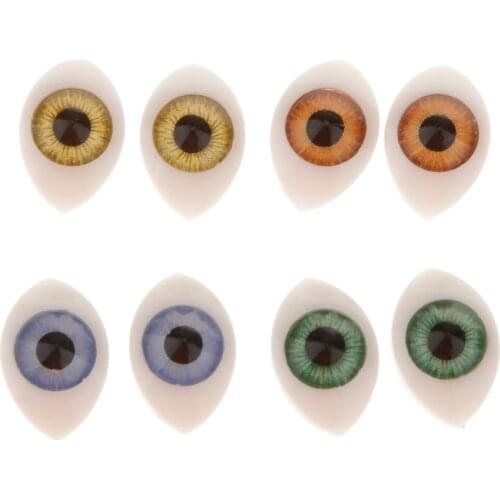 4 Pairs Oval Flat Back Plastic Eyes 5mm/6mm/7mm/8mm/9mm Iris for Porcelain or Reborn Dolls Making DIY Supplies