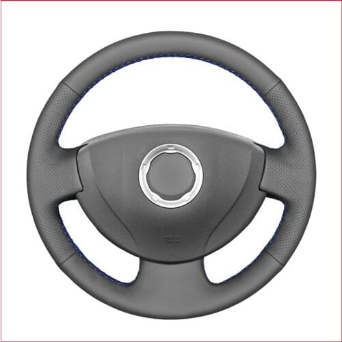 Handsewing Black PU Artificial Leather Car Steering Wheel Cover for Renault Logan 1 Sandero Lada Largus Nissan Almera G15