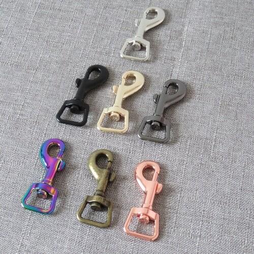 100 pcs 15mm Metal swivel eye bolt snap hooks spring snap hook belt carabiner for dog pet leash straps sewing accessories
