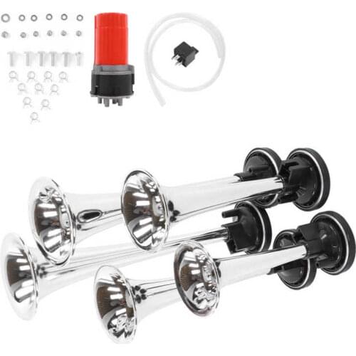 Auto Car Truck Air Horn 5PCS Car Air Horn with Air Compressor Jazz 5-Tube Music 130dB 12V for Trucks Bus Boats