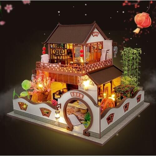 Doll House Wooden Furniture Diy House Miniature Box Puzzle Assemble 3d Miniaturas Dollhouse Kits Toys For Children Birthday Gift