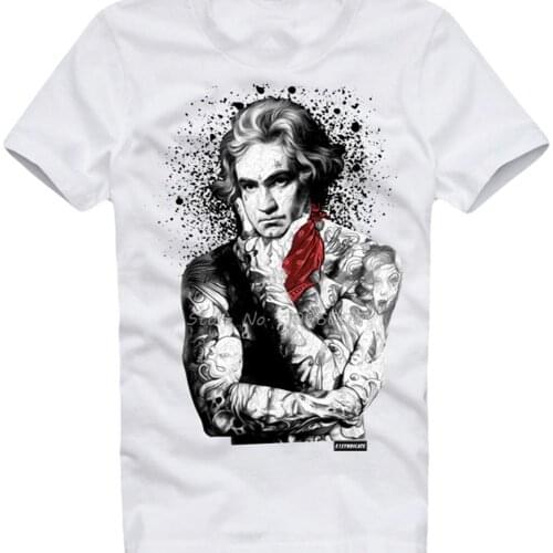 Beethoven Tattoo Middle Finger Mozart Bach Ink Inked Twitch Steam Bio T Shirt Men Cotton T Shirt Hip Hop Tees Tops Tshirt
