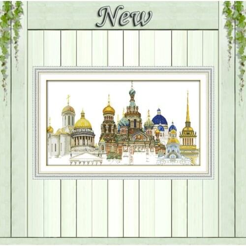 Elaborate castles,Counted Printed on canvas 11CT DMC 14CT Cross Stitch Embroidery kit,needlework Set,Europe Scenery home Decor