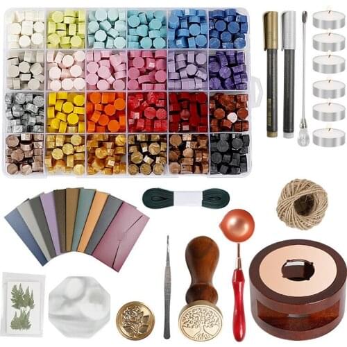 24 colors soy candles DIY sealing wax making kit Envelope Wedding Wax seal Sealing Wax stamp Making Tools empty candle jars