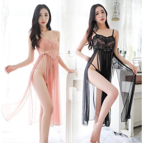 Sexy mousse nightdress for woman nightie sleepwear Underwear lace see-through chest uniform temptation Dressing gown sloth