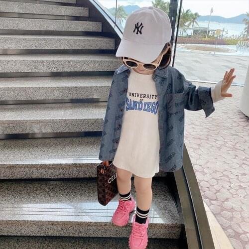 Little Girls Clothing Blouses Denim Blue Summer Shirts 2021 Spring Long Sleeve Tops Cardigan Coats Boys Shirts Baby Girl Blouse