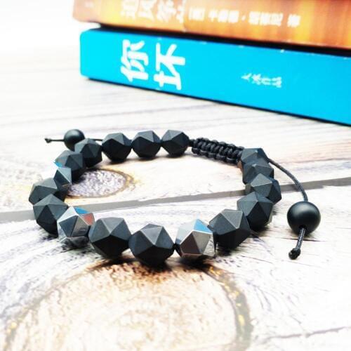 Wholesale new design Natural Black onyx and hematite braided adjust bracelet mens bead bracelet jewelry 50pcs/lot+free shipping