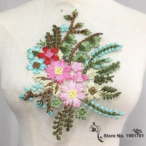 Pastoral style knitting embroidery flowers lace flower patch clothing denim sweater dress decoration diy applique accessories