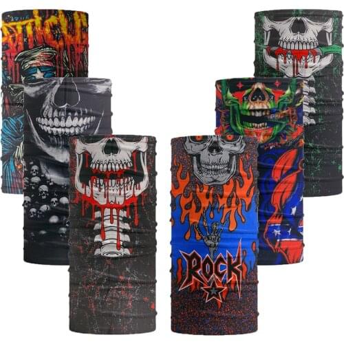 Halloween Rock Skull Hiking Scarves Polyester Microfiber Outdoor Magic Tube Bandana Ridling Neck Gaiter Camping Sports Headwear