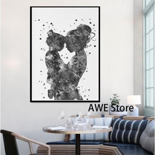 Mother and daughter canvas prints Home Decor Nordic Minimalist Posters and Prints Wall Art Canvas Painting for Bedroom
