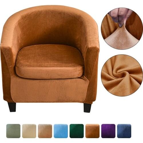 Split Style Velvet Club Chair Covers with Cushion Cover Removable Stretch Single Seat Sofa Covers Furniture Protector Slipcovers