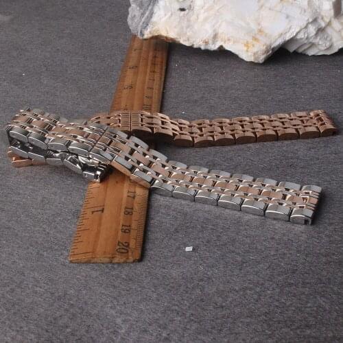 Silver with rosegold Watchbands Strap Stainless steel Metal 304L Watch Strap Bracelet 14 16 18 20 22 23 24mm FOR Ar5890 Men lady