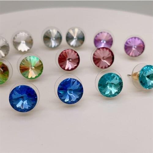 Classic Round Stone Stud Earring Cute Simple Design 8/10/12/14mm Rivori With Crystal From Austria 2021 Women Gift