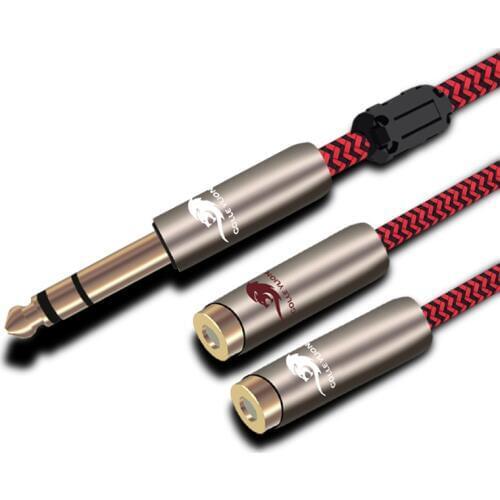 HIFI Stereo 1/4" TRS Jack 6.35mm to 2 RCA Phono Female Audio Cable Amplifier Mixer Console 6.35mm to Dual RCA Extension Cable