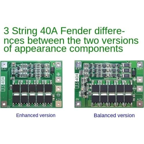 Three series of 11.1v 12.6V 18650 lithium battery protection board with balance can start 40A current of electric drill