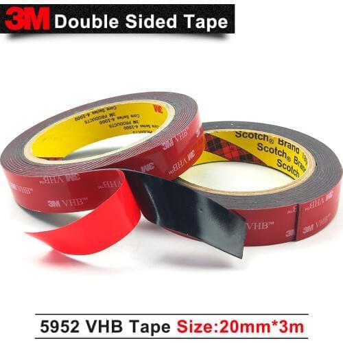 3M 5952 High Performance Indoor Outdoor Use Black 3M VHB Tape Waterproof Acrylic Foam Double Side Tape,20mm*3m/1Rolls/Lot
