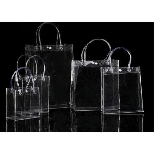 HOT 20pcs/LOT 20*28*10CM Waterproof transparent gift bag plastic bag PVC shop cosmetic packaging bag party holiday Supplies