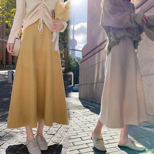 Maternity Knitting Skirts Pregnancy Clothes Elastic Waist Maternity Women Knitted Midi Skirt High Waisted Jersey Skirt for Women