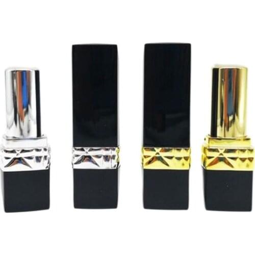 Bright Black Empty Lip Gloss Tube Refillable Cosmetic Packaging Container DIY Golden/Sliver Lipstick Tube Travel 50pcs/lot