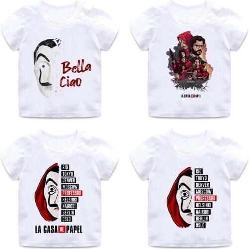 Funny La Casa De Papel Children T Shirt Kids Summer Cartoon Money Heist Tshirt Kawaii House of Paper Unisex Baby T-shirt 0576