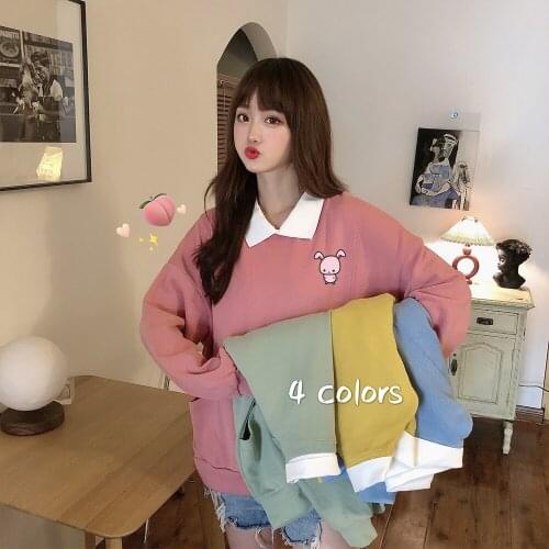 Cartoon Rabbit Sweatshirt Oversized Clothes Harajuku Hoodie Women Autumn Winter Sweetshirt for Girls Casual Loose Hoody Ladies